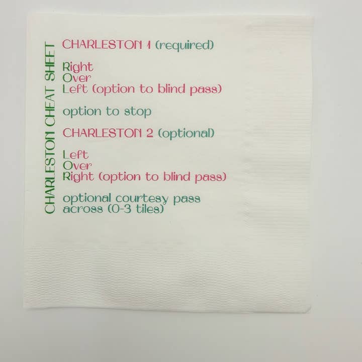 bits & bobs nashville - Wholesale Disposable Napkin - Mahjong Cocktail Napkins - Charleston Cheat Sheet