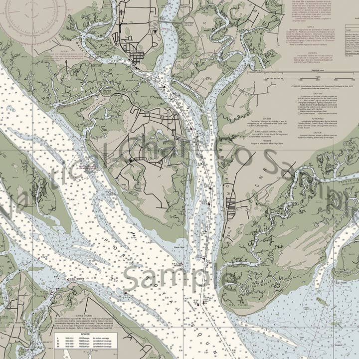 The Nautical Chart Co. - Wholesale Map - Port Royal Sound - Hilton Head - Parris Island - Beaufort - St Helena Island2
