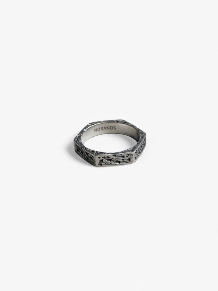 Six Base Ring | Sterling Silver Oxidised for wholesale by Nusands