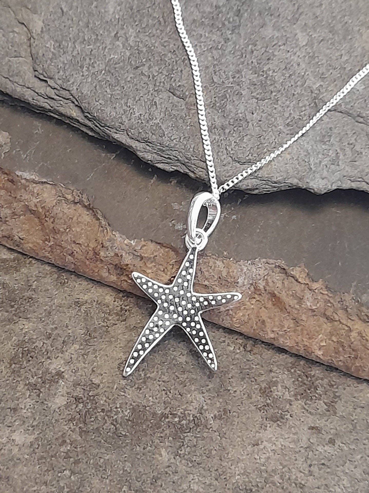 Bluelily925silver – wholesale Pendant/charm necklace – SP493BC - BLUE STARFISH PENDANT 14 X 18 MM2