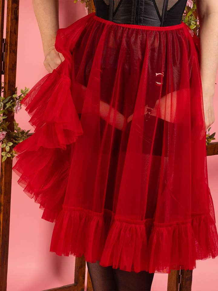 What Katie Did - Wholesale Skirt - Women's - Sandra Red Frilly Petticoat L8021R