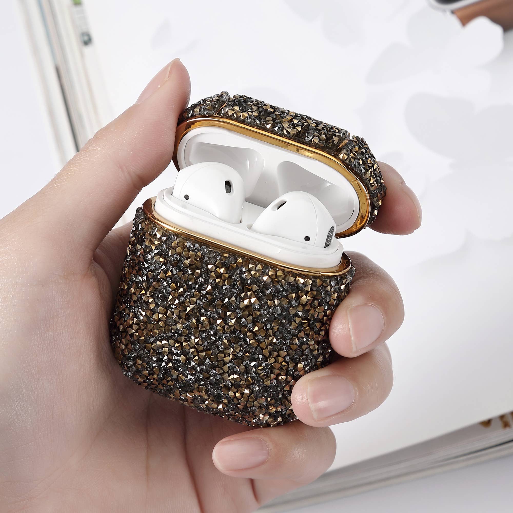 LAX Gadgets - Wholesale Earphone/Headphone Case - Unisex - Apple AirPods 2 Shiny Rhinestone Case with Retail Pack4