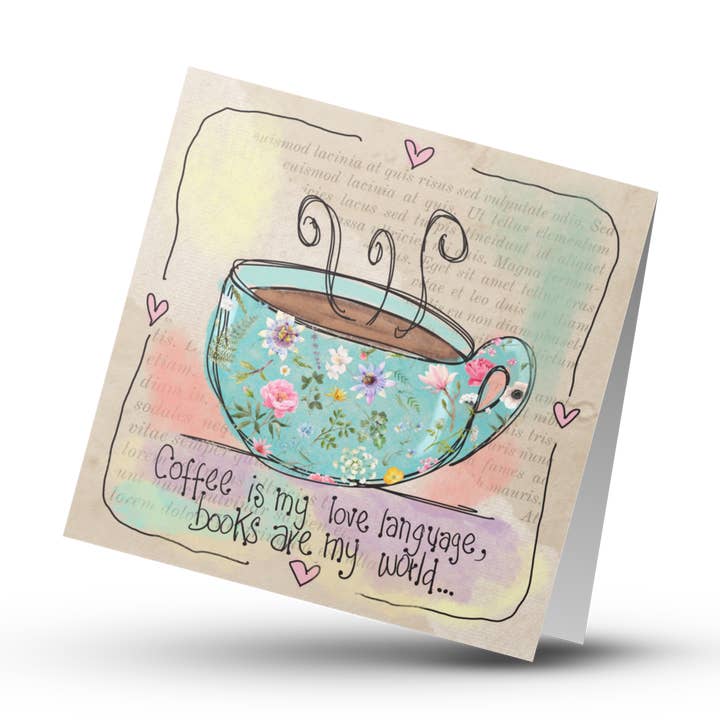 Coffe and Books Card for wholesale by Printed Hugs
