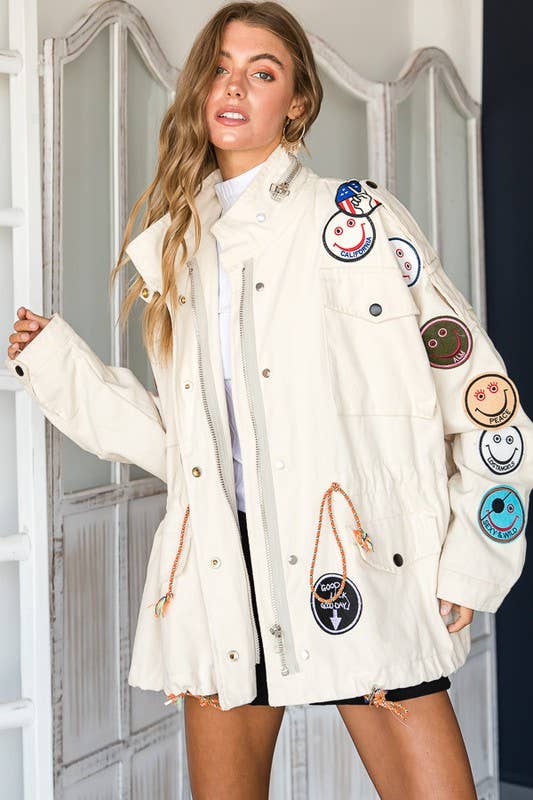 JADE BY JANE - Wholesale Jacket - Women's - Smile Patchwork Jacket1