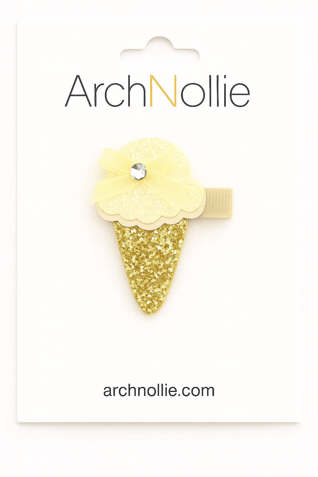 ANO - ArchNOllie - Wholesale Hair clip – Child - Glitter Ice Cream Hair Clips – Lemon/Cream Single Clip 1