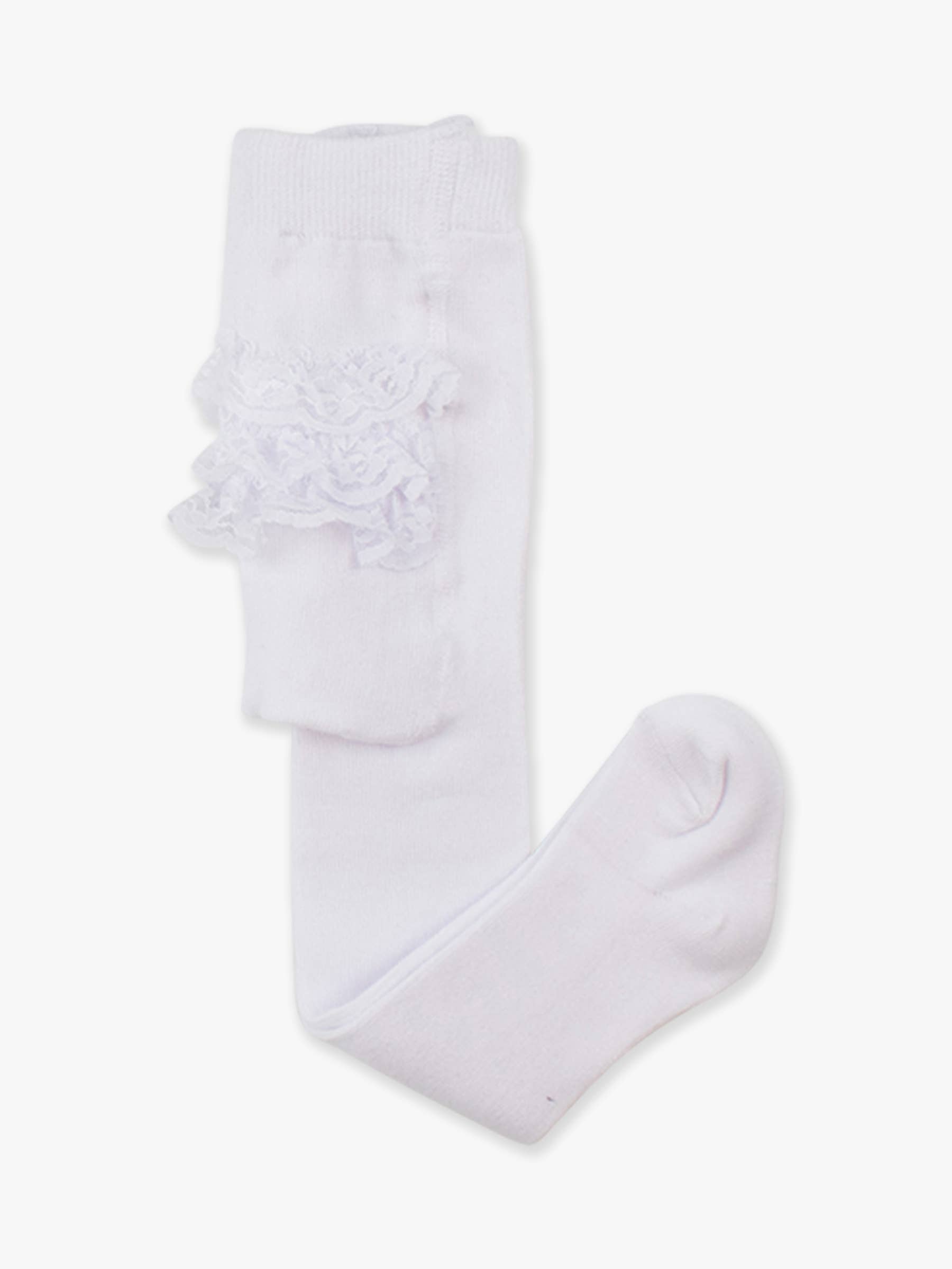 Girls White Footed RuffleButt Tights for wholesale on Faire2