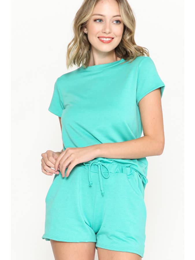 Burgundy Apparel - Wholesale Lounge Set - Women's - SHORT SLEEVE AND SHORTS SET15