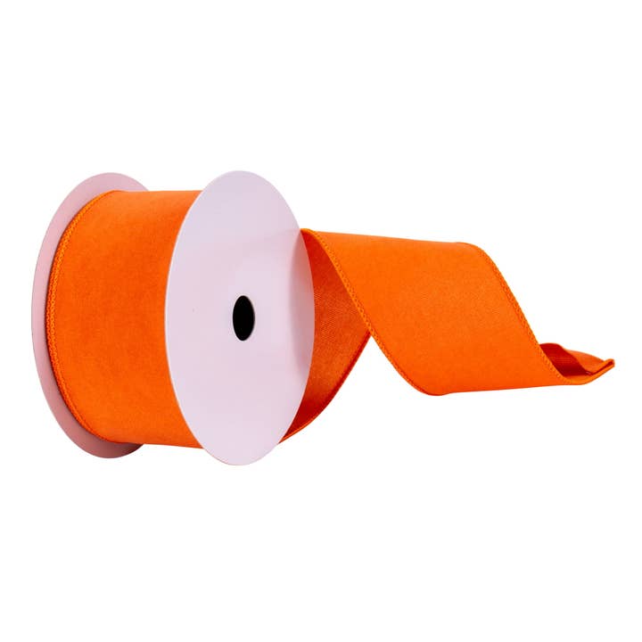 Vickerman 2.5" x 10 Yards Orange Faux Suede Ribbon for wholesale by Vickerman