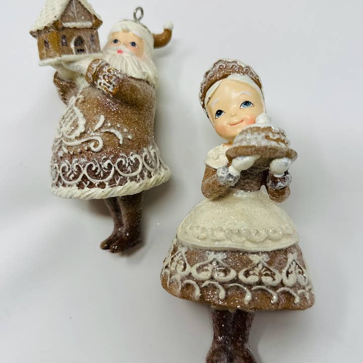 Gingerbread Mr. & Mrs. Claus 3D Ornament Set for wholesale by Drew Derose Design