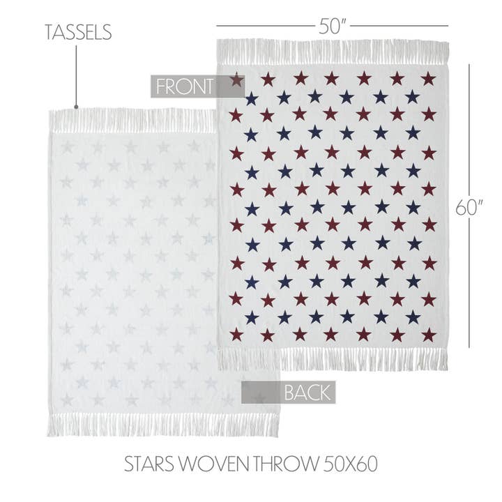 VHC Brands - Wholesale Throw Blanket - Celebration Stars Woven Throw 50x60
