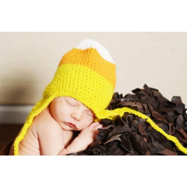 Orange/Yellow Candy Corn Crochet Handmade Heirloom Gift Hat for wholesale by The Daisy Baby LLC