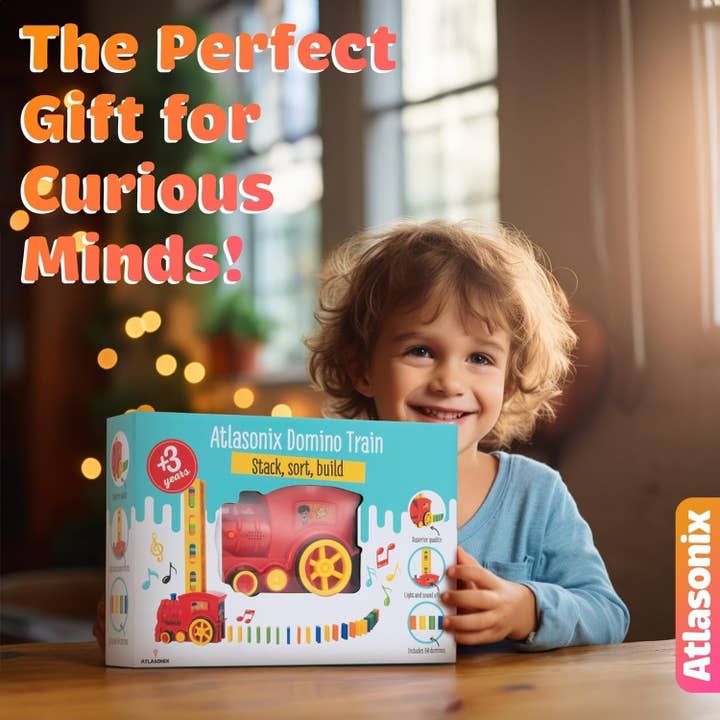 Atlasonix - Wholesale Toy Set - Kids - Domino Train Set for Kids, Montessori Educational Toys - 3006