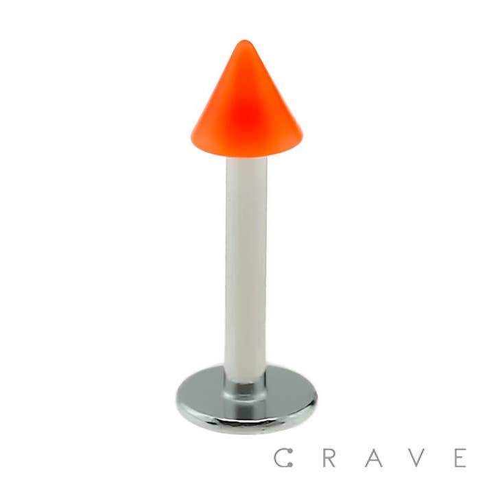 CRAVE - Wholesale Lip Ring - 316L SS LABRET/MONROE WITH SOLID COLOR ACRYLIC SPIKE3