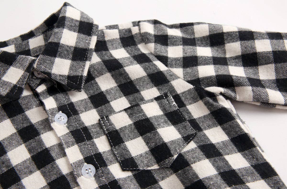 MyKids-USA® - Wholesale Button Down Shirt - Kids - Baby Boy Plaid Pattern Buttoned Shirt With Pockets Long Sleeve bodysuit In Autumn9