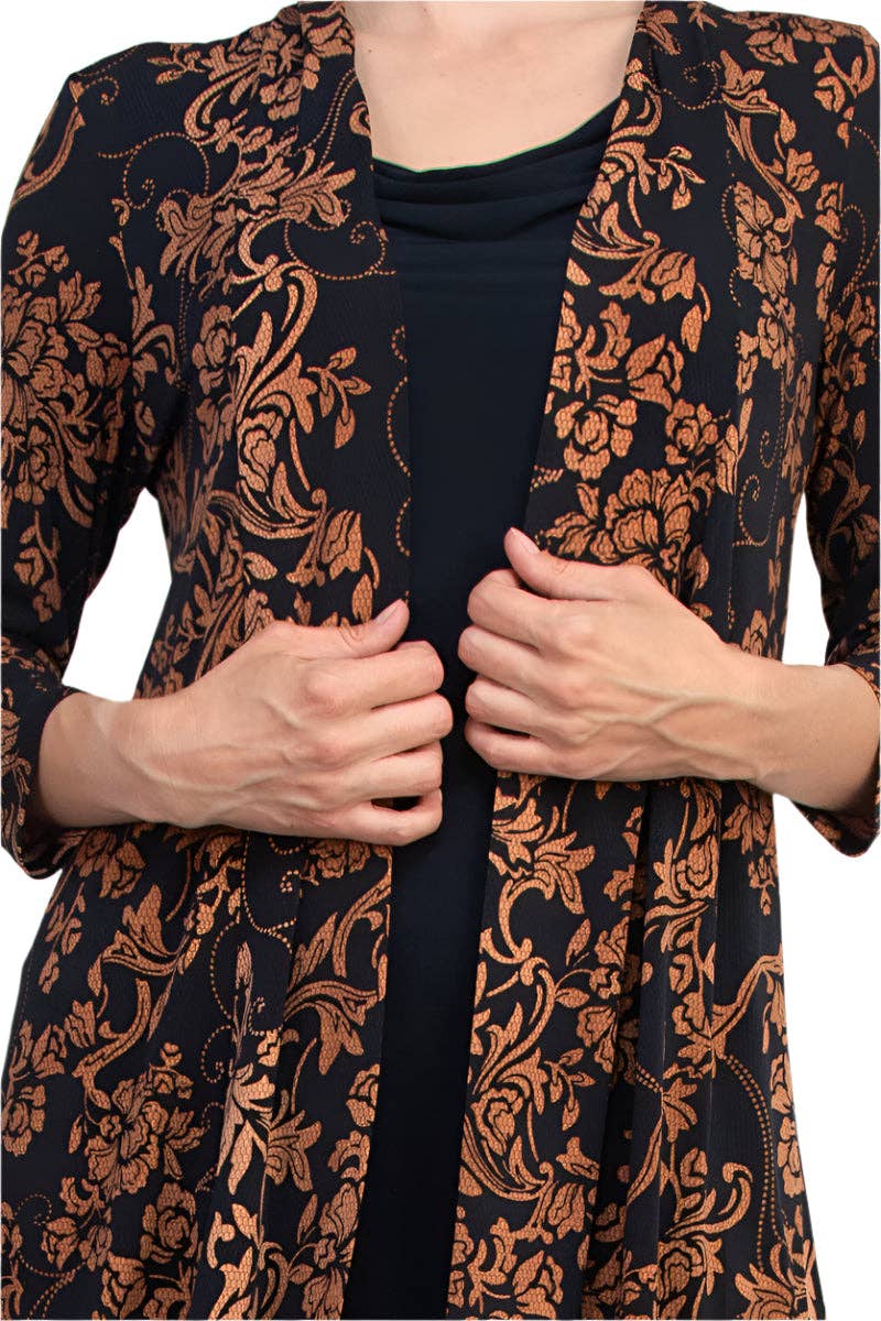 MIDNIGHT Connected Apparel Cowl Neck Straight Midi Dress with Attached Three-Quarter Sleeves Jacket for wholesale on Faire1