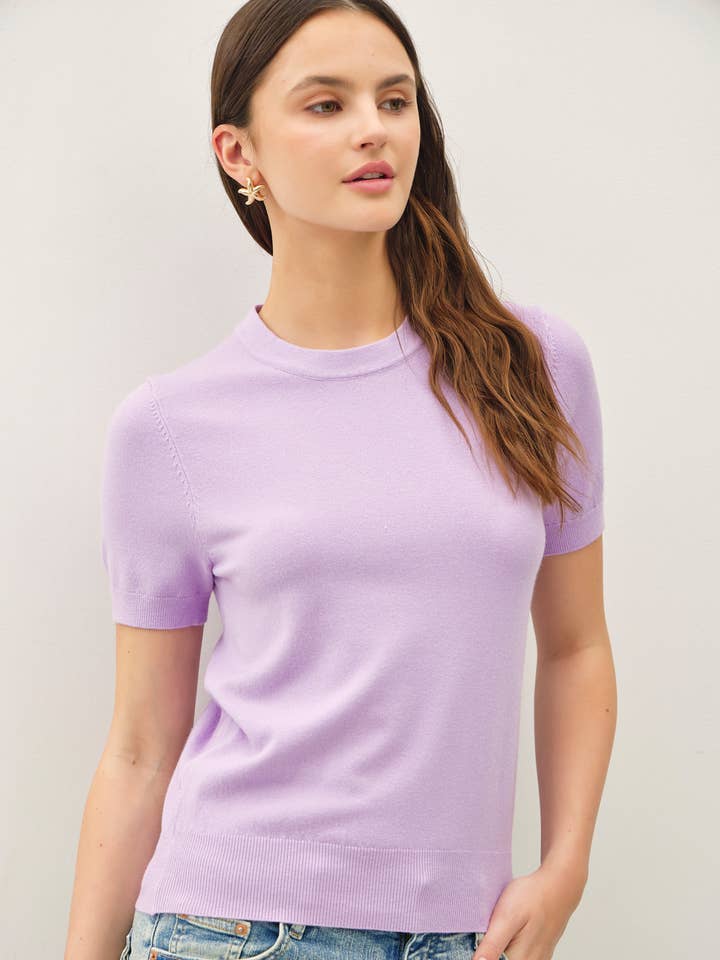 BASIC SHORT SLEEVE SWEATER TOP for wholesale by Be Cool