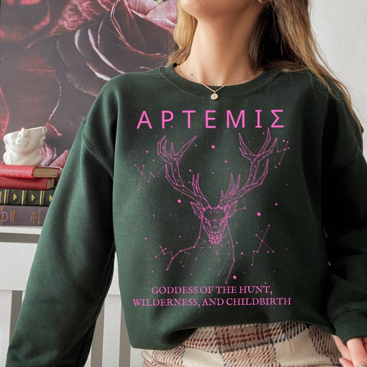 AFAdesignsCo - Wholesale Graphic Sweatshirt - Women's - Aptemis Goddess T-Shirt, Halloween Shirt, Halloween T-Shirt, Halloween Gift, Greek Mythology Shirt