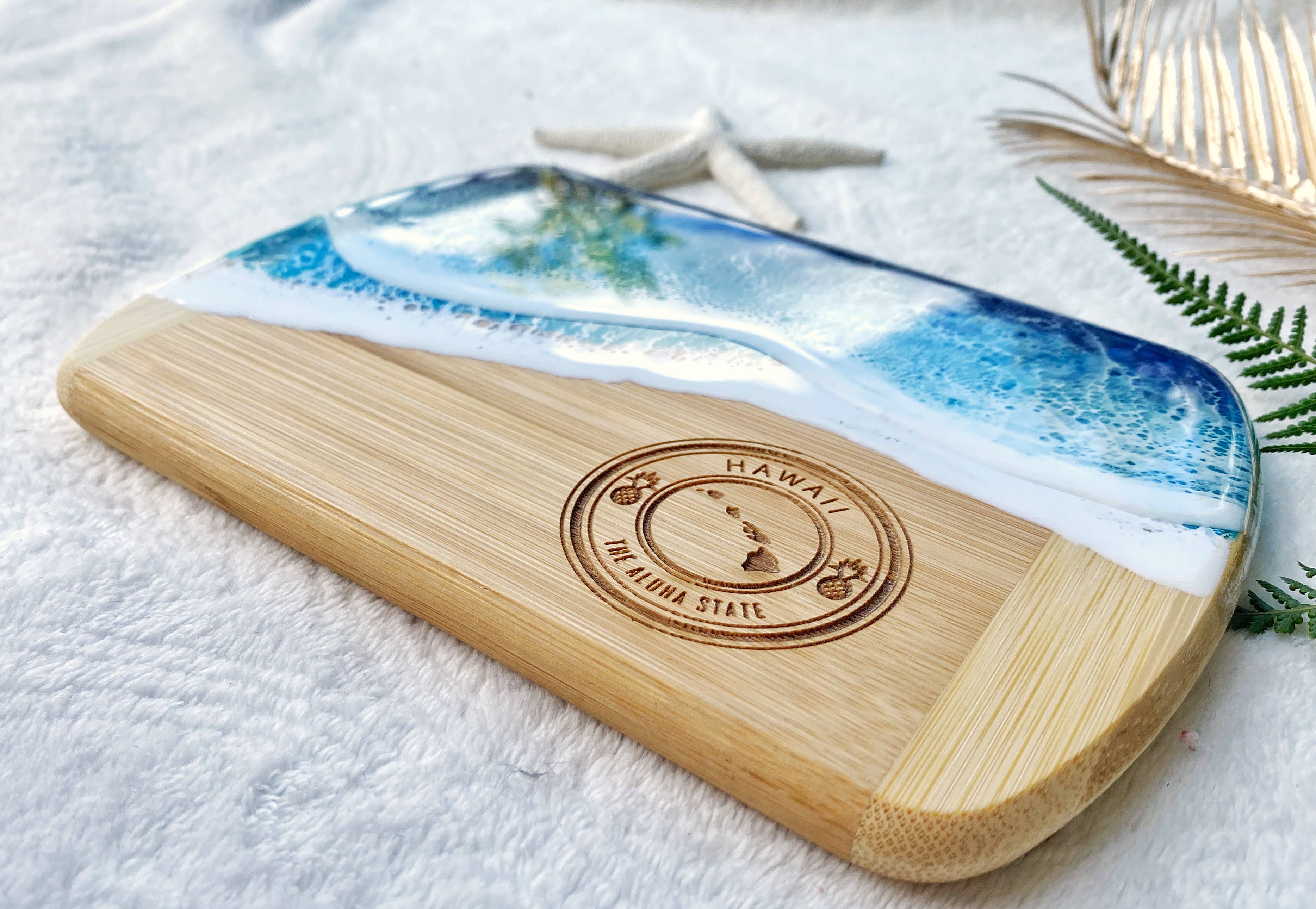TBM Creations LLC - Wholesale Cheese Board - HAWAI'I Ocean Charcuterie board Maui made | Serving board1