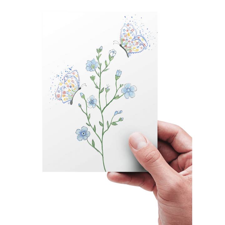 Jen Winnett Eco Artist – Großhandel Grußkarten für den Alltag – Umweltfreundliche Karte „Forget me not Flower“ | Bunt | Blanko
