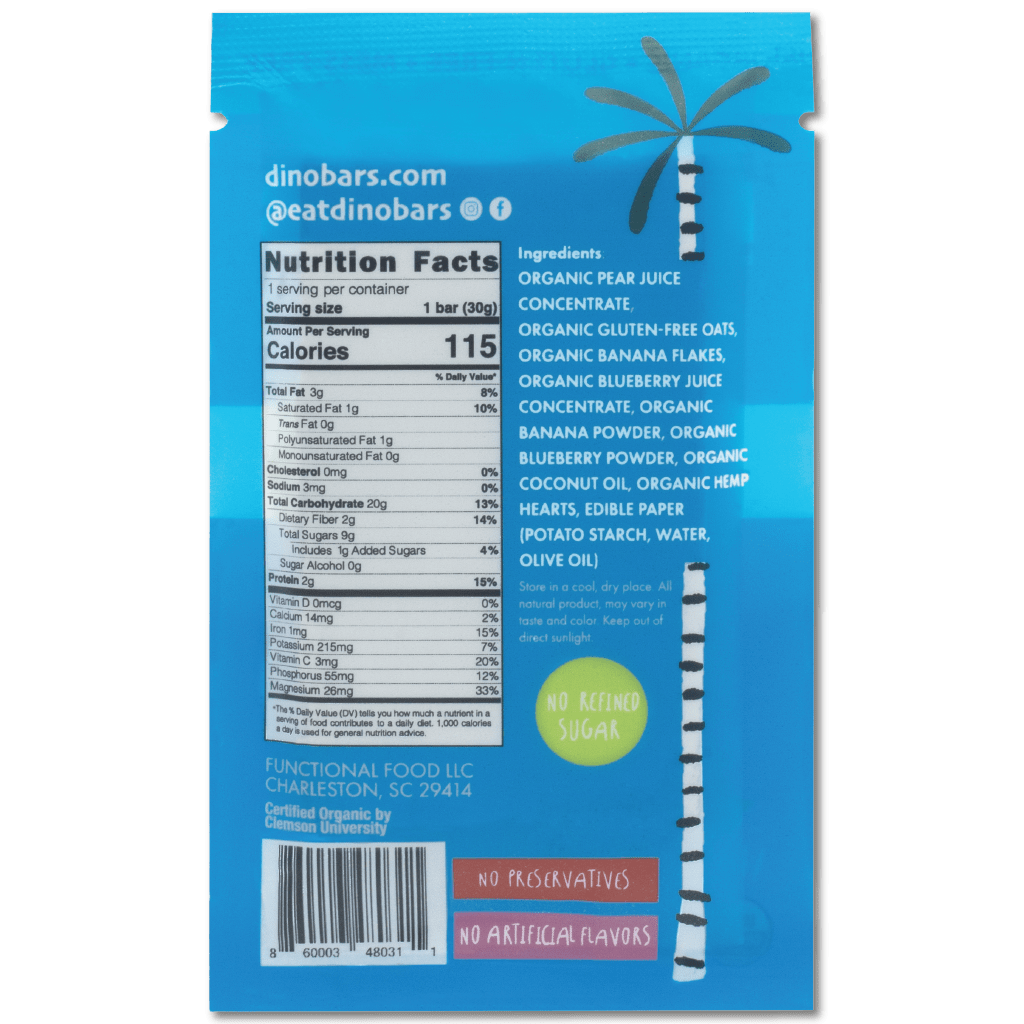 DINO BARS - Wholesale Snack Bar - DINO BARS Blueberry Bar | Single Unit1