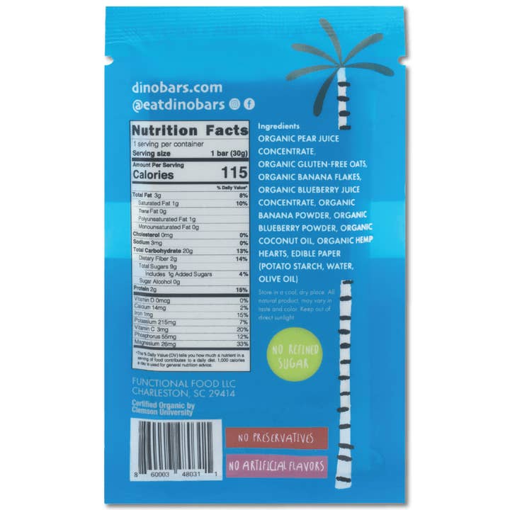 DINO BARS - Wholesale Snack Bar - DINO BARS Blueberry Bar | Single Unit1