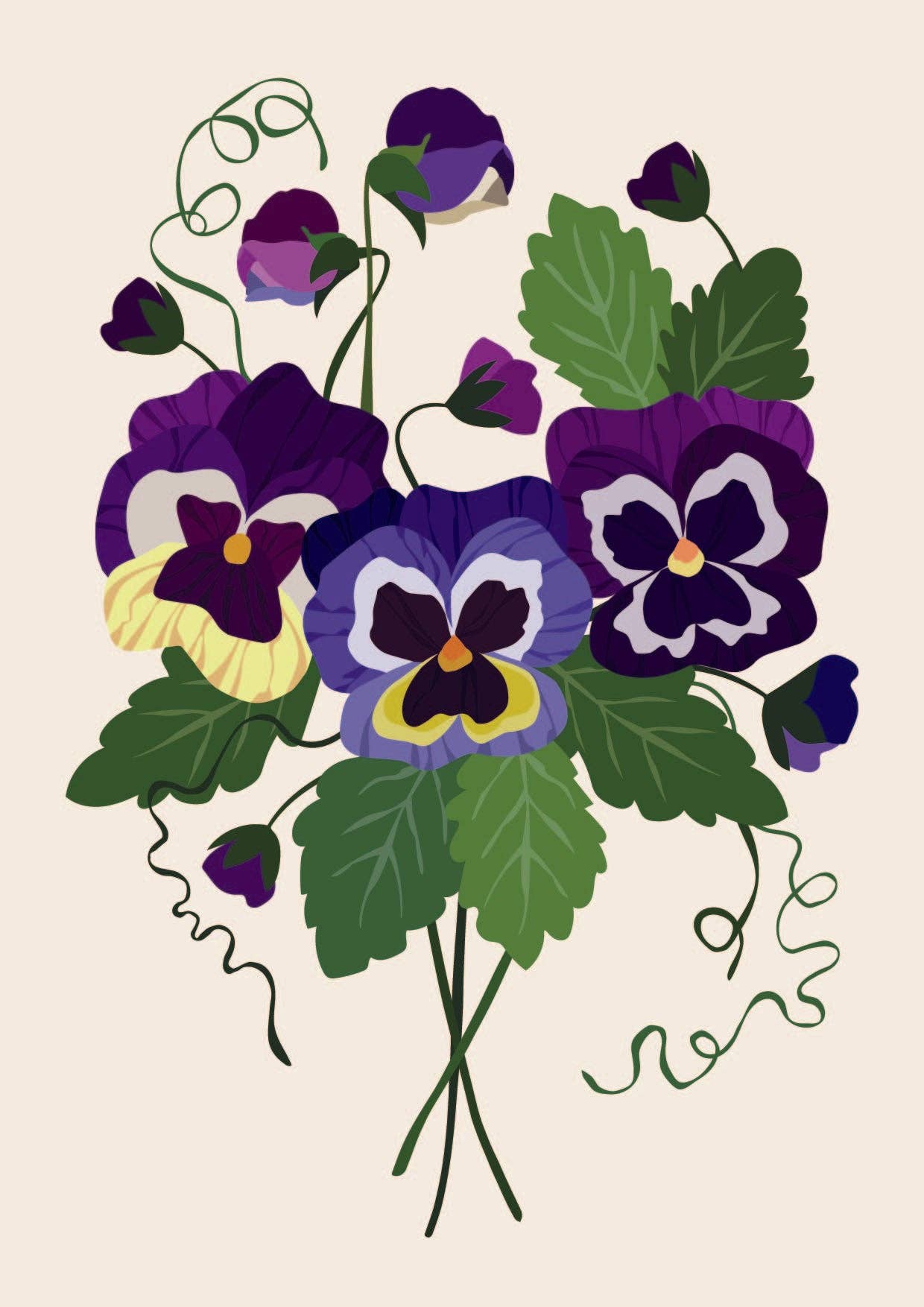 Joanne de Pace Design Studio - Wholesale Art Print - 'Pansy' Flower Art Print0