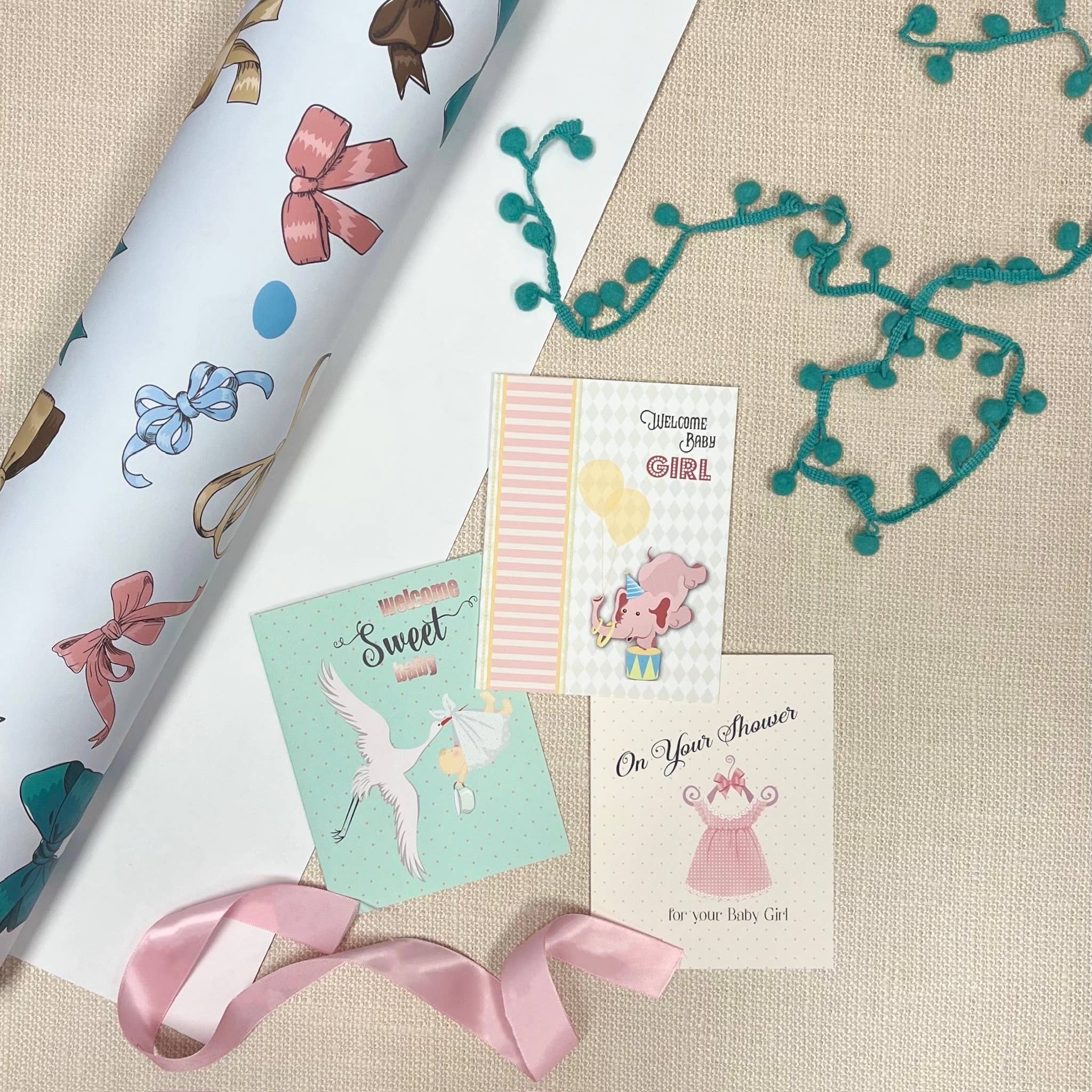 Mod Lounge Paper Company – wholesale Flat wrap – Vintage Bows and Ribbons Gift Wrap Sheets3