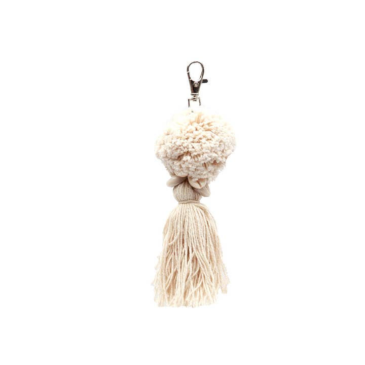 Llavero pompom blanco para venta al por mayor de Bazar Bizar Living