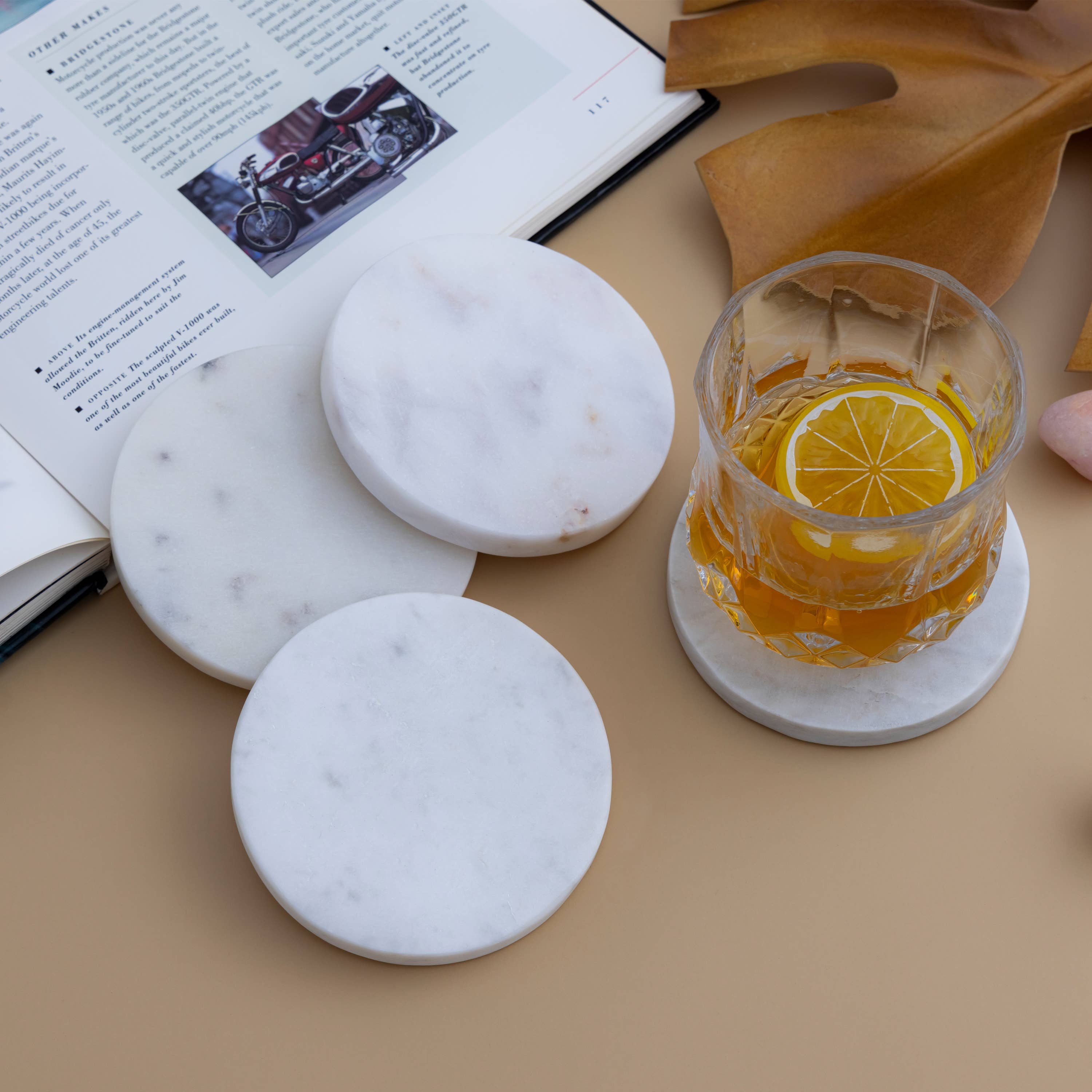 BIDKhome - Wholesale Coasters - Set of 4 Marble Round Coasters6