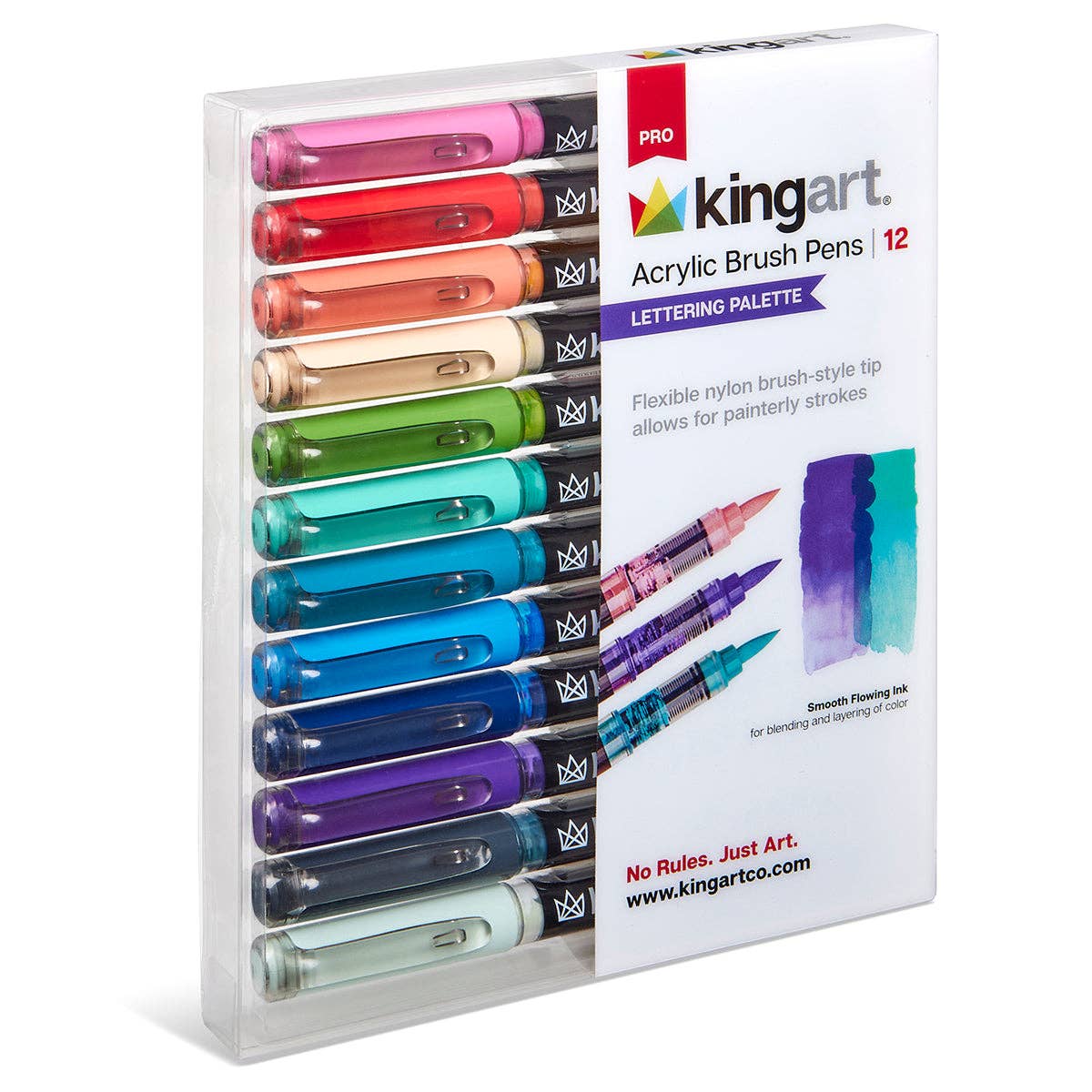 KINGART - Wholesale Marker - Acrylic Paint Brush Tip Pens - 12 Lettering Colors5