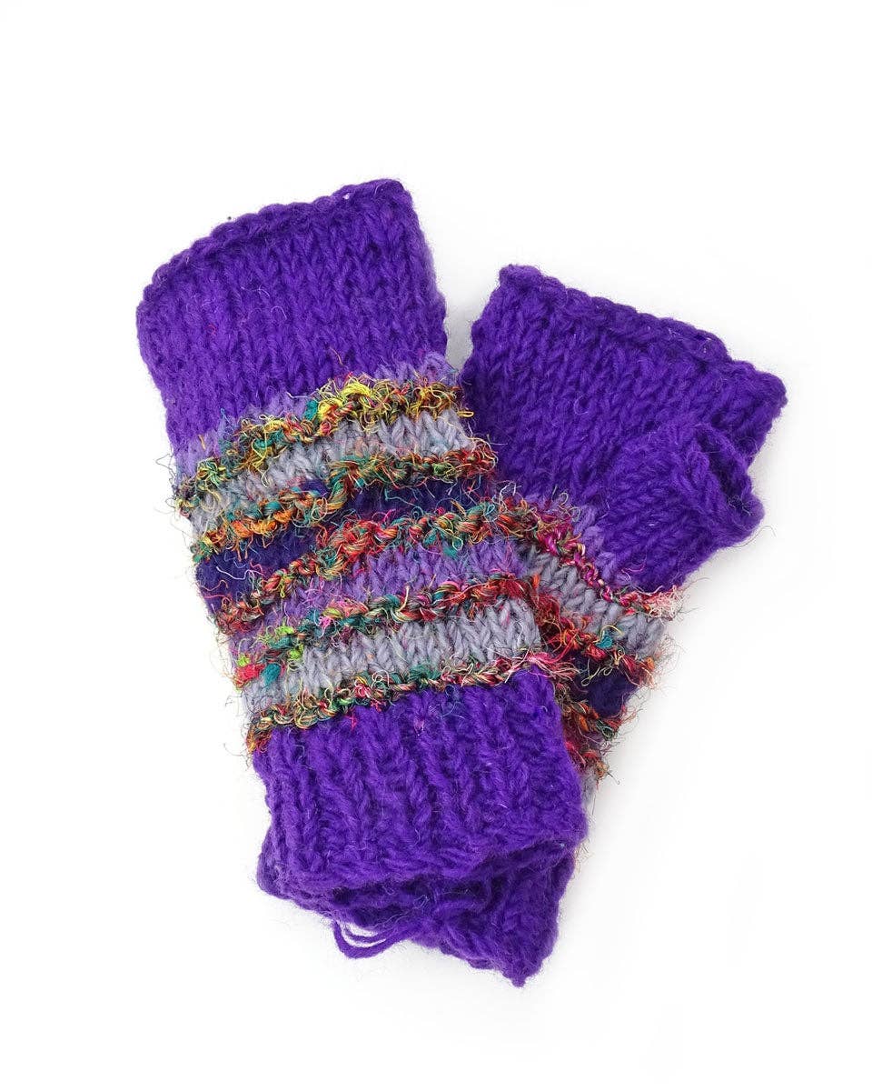 Zig Zag Asian Collection - Wholesale Gloves - Women's - Wool and Silk Knit Fingerless Gloves0