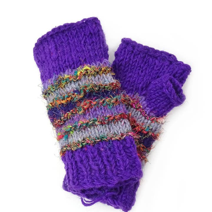 Zig Zag Asian Collection - Wholesale Gloves - Women's - Wool and Silk Knit Fingerless Gloves