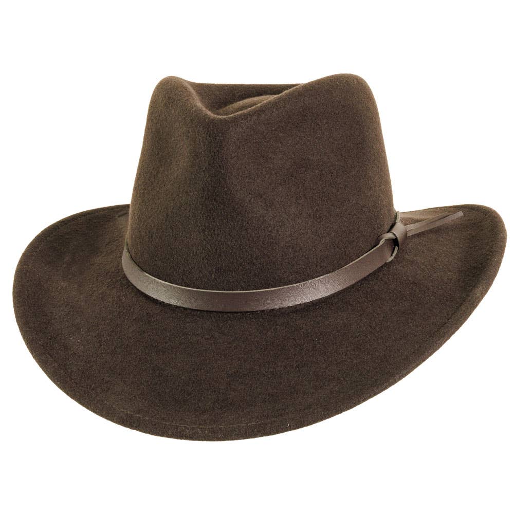 American Hat Makers - Wholesale Fedora - Unisex - Crushable Wool Felt Outback Hat - Style Pathfinder20