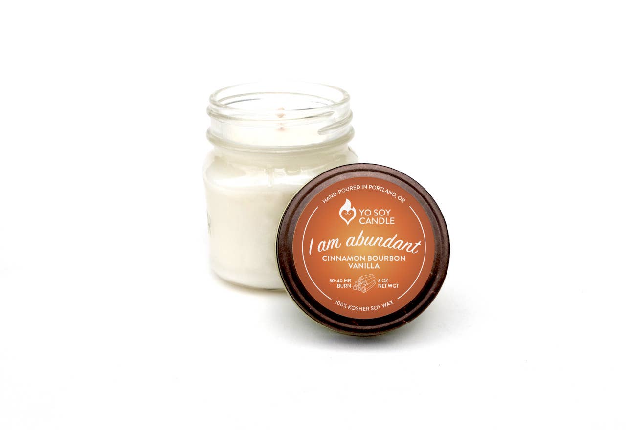 Yo Soy Candle - Wholesale Jar/Filled Candle - I AM ABUNDANT : Cinnamon Bourbon Vanilla Soy Candle1