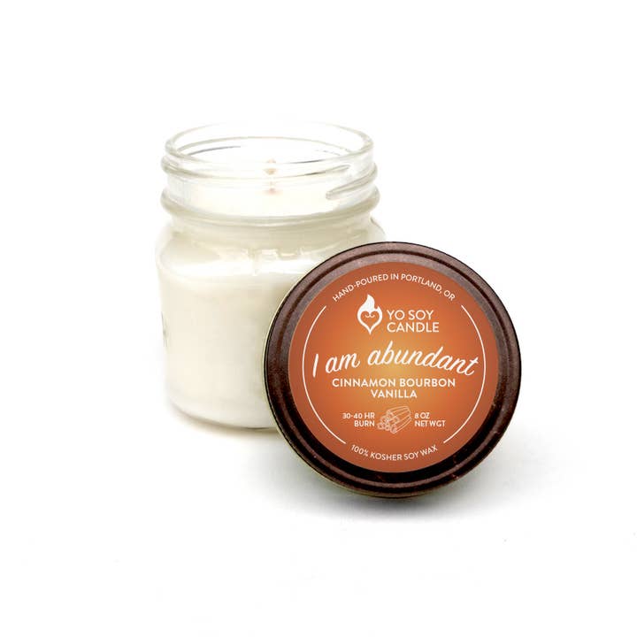 Yo Soy Candle - Wholesale Jar/Filled Candle - I AM ABUNDANT : Cinnamon Bourbon Vanilla Soy Candle1