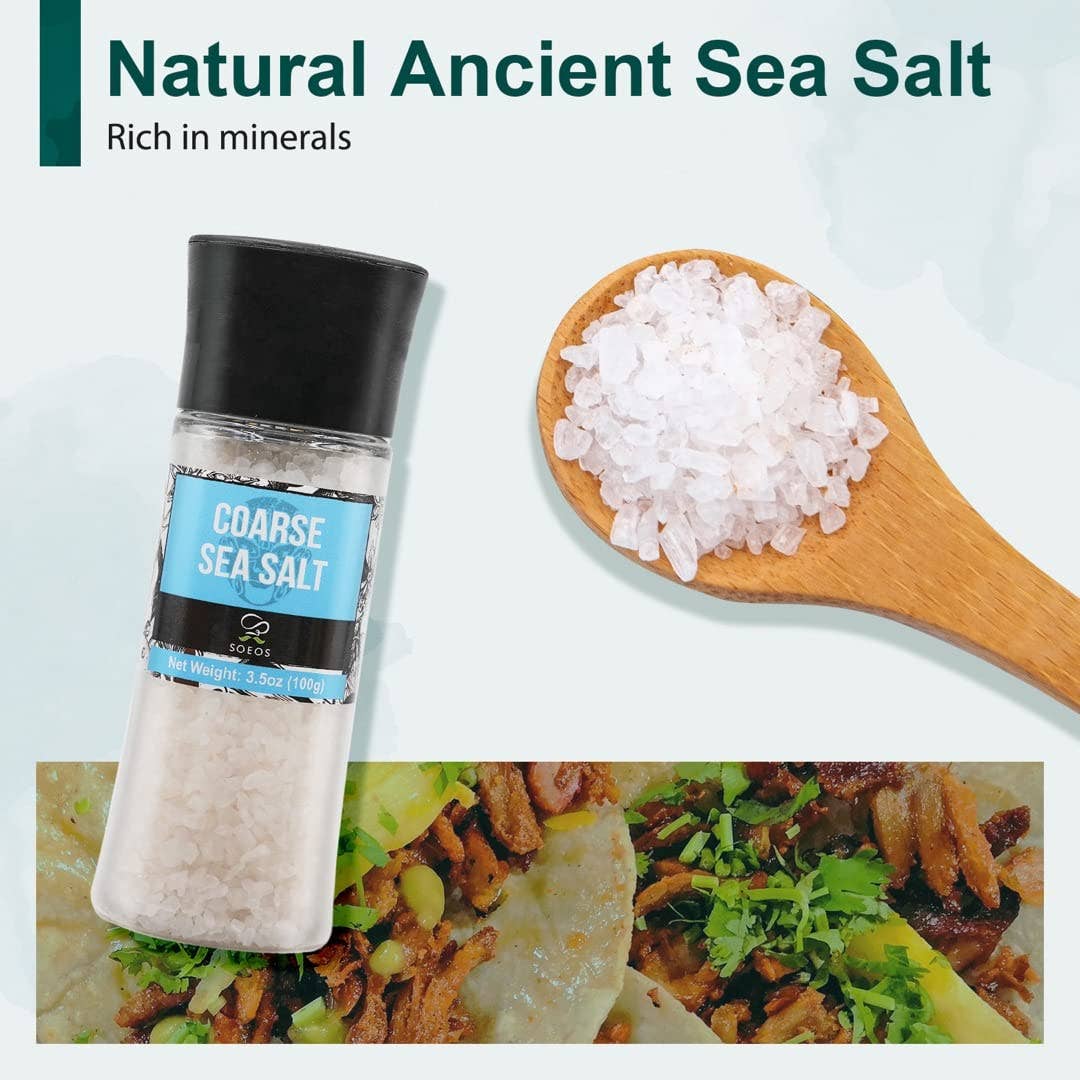 soeos – wholesale Salt & pepper mix – Soeos Black Peppercorns + White Sea Salt + Rainbow Peppercorns + Pink Salt, 9.8oz(277.82g) Spice Total, Plastic Bottle Grinder with Spice Included3