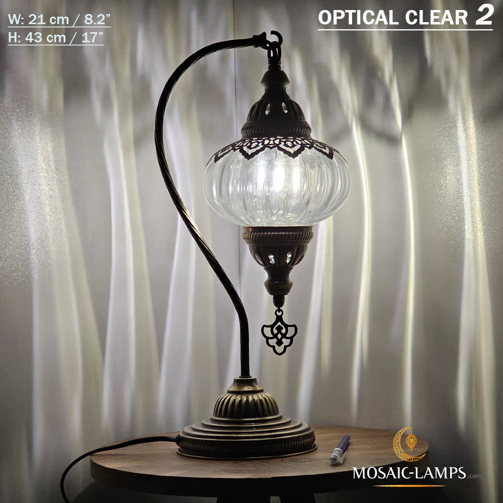 Mosaic Lamps - Vente Lampes d'appoint/de bureau - Lampe de table en verre clair à col de cygne, 8 modèles différents - Ottoman Gooseneck15