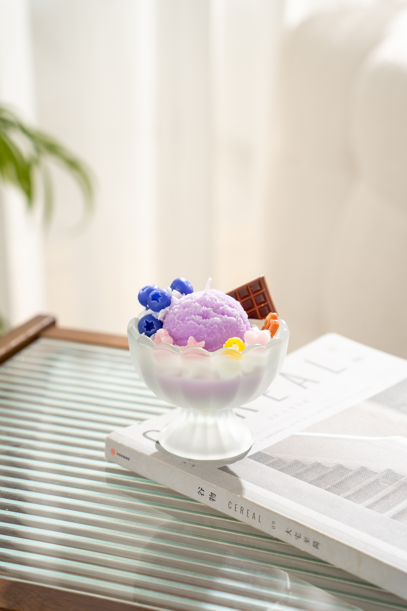 Vegas Candle - Wholesale Pillar Candle - 5.6OZ Blueberry Ice Cream Soy Candle (Handmade)1