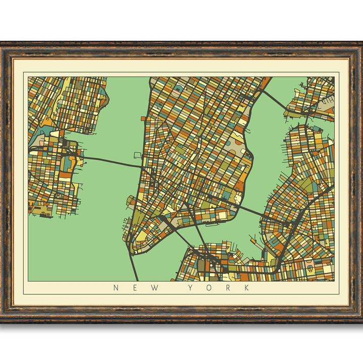 New York City Mosaik-Kunstdruck, farbige Landkarte, Vintage-Stil, moderne Wanddekoration für Zuhause für den Großhandel von Maps Vintage