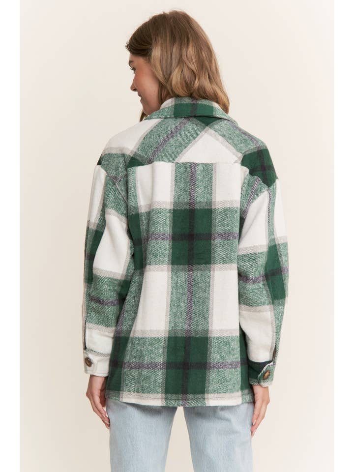 Sweet Generis – wholesale Shirt Jacket/Shacket - Women’s – FUZZY PLAID BUTTON DOWN FLANNEL SHIRT JACKET44