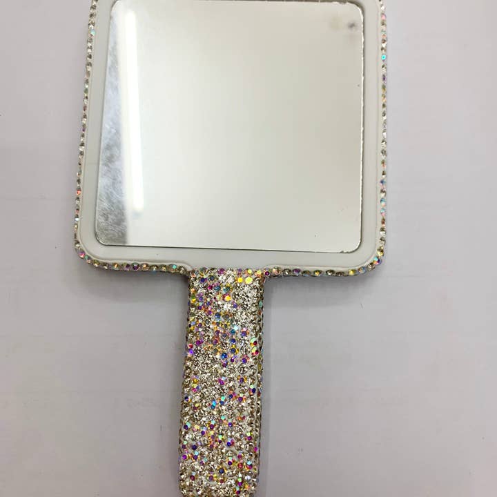 Ole - Wholesale Compact mirror - Square Ceramic Rhinestone Hand Mirror M043016