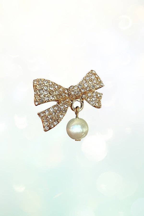 Andrea Bijoux – wholesale Dangle earrings – RHINESTONE PAVE BOW PEARL DANGLE EARRING3