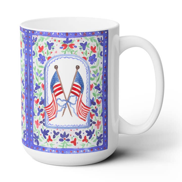 Americana Yorktown Patriottische Amerikaanse Vlag Keramische Mok voor wholesale door The Muddy Dog