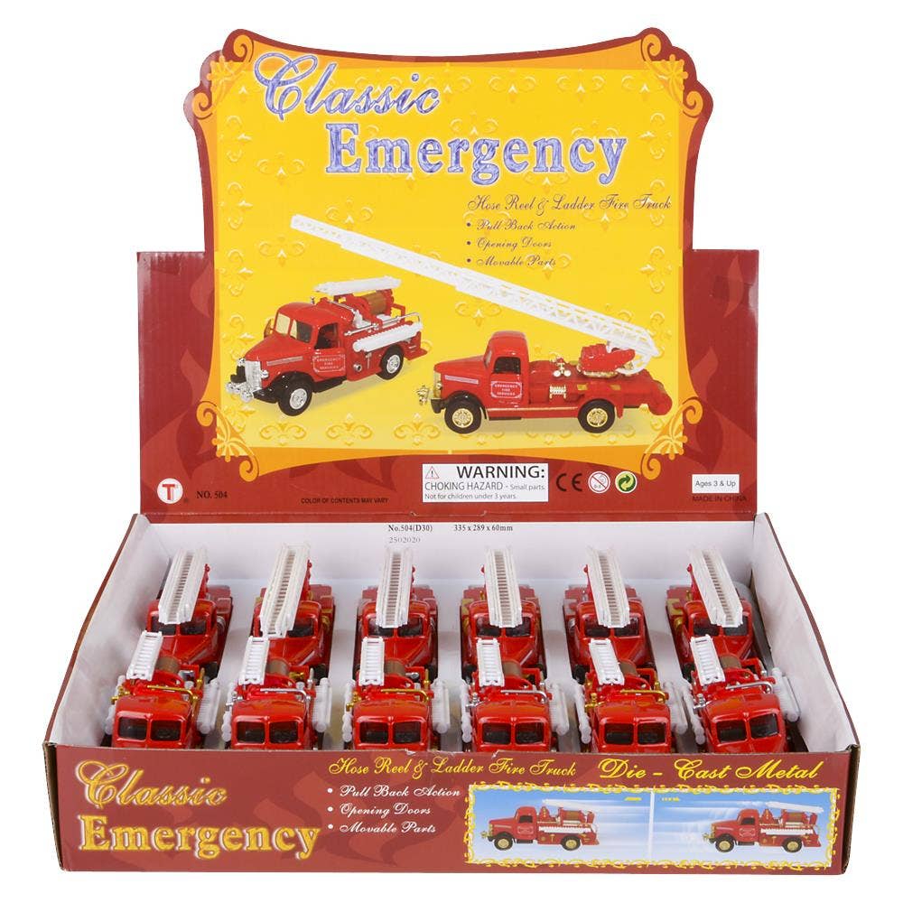 The Toy Network - Wholesale Toy Car/Truck - Kids - 5" Diecast Pull Back Classic Fire Truck8