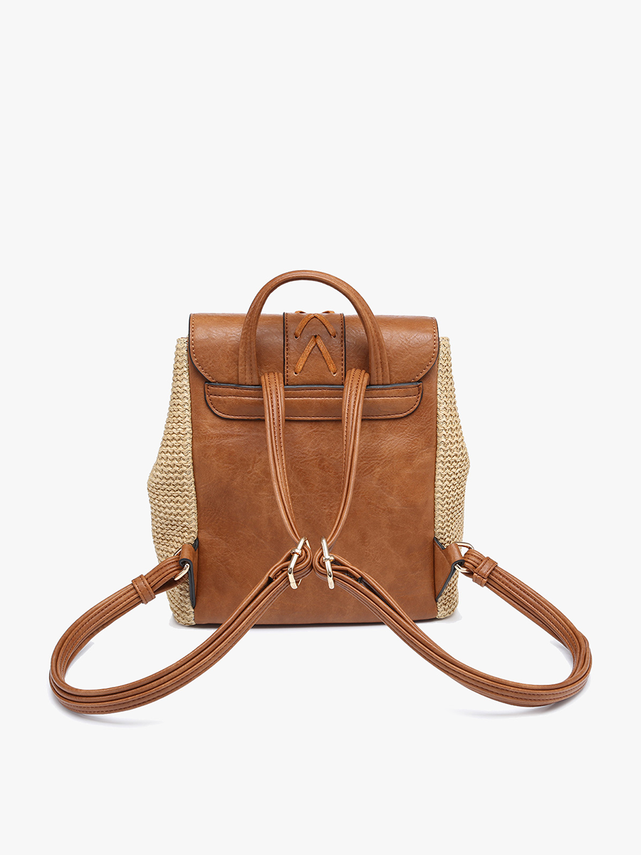 JNC RT (Jen & Co. Outlet) - Wholesale Backpack - Women's - BP2277 Eleanora Straw Backpack w/ Vegan Leather Detail3