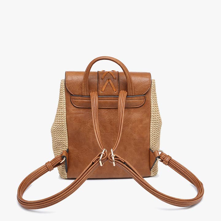 JNC RT (Jen & Co. Outlet) - Wholesale Backpack - Women's - BP2277 Eleanora Straw Backpack w/ Vegan Leather Detail3