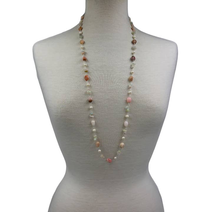 IST Jewelry - Wholesale Beaded/Pearl Necklace - Pink Opal & Morganite Necklace1