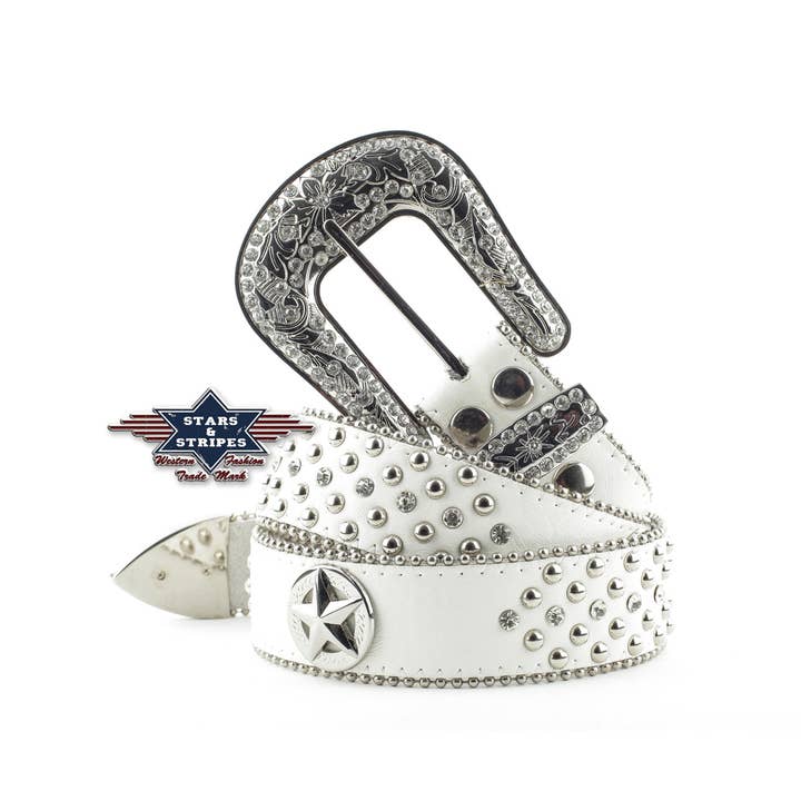 Western belt - Stone-2 White for wholesale by Stars & Stripes®
