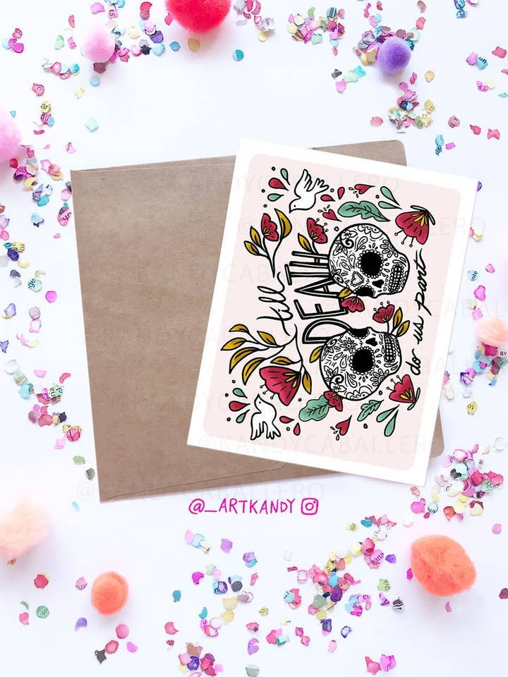 Grußkarte „Dia De Los Muertos Wedding/Till Death Do Us Part“ für den Großhandel von ArtKandy