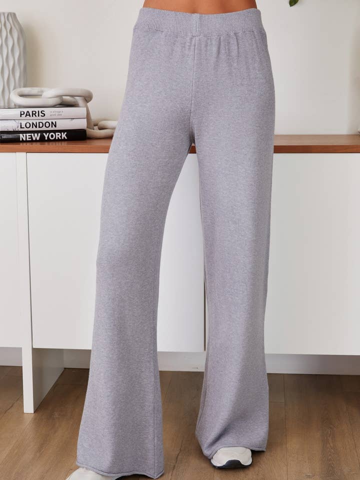 PANTALON ÉVASÉ EN MAILLE DE VISCOSE (27739/330106 GRIS CHINÉ) pour la vente par MILIO MILANO